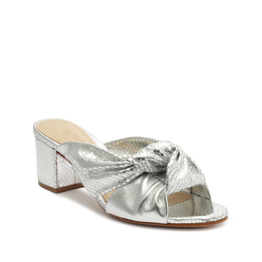 Schutz Mindy Mid Block Metallic Sandal