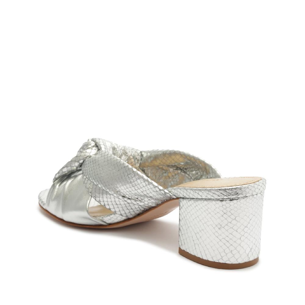 Schutz Mindy Mid Block Metallic Sandal