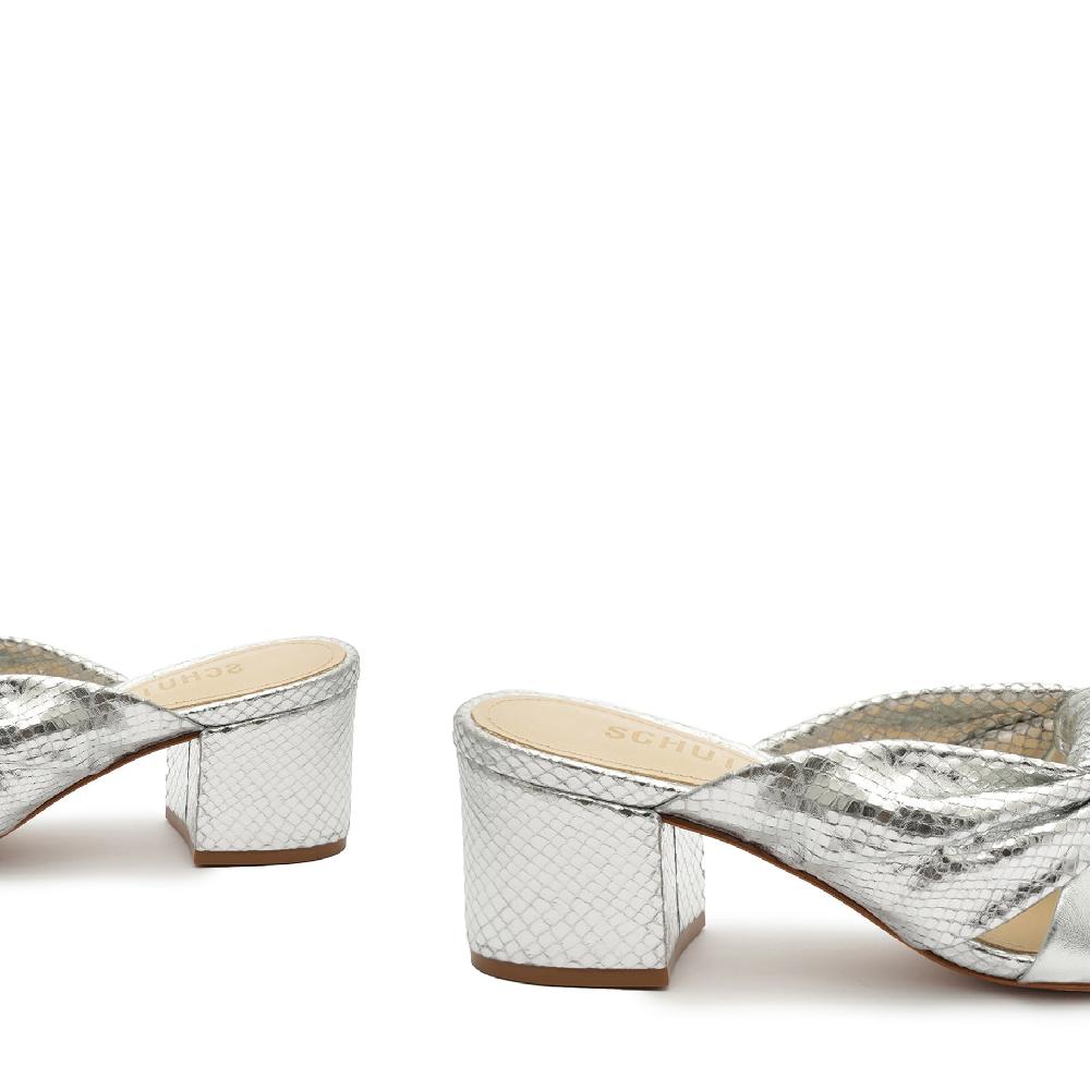 Schutz Mindy Mid Block Metallic Sandal