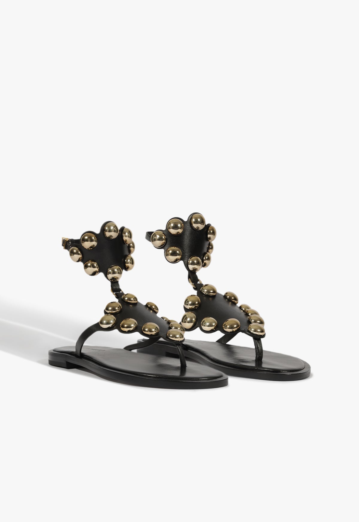 Schutz Mist Black Leather Flat Sandal