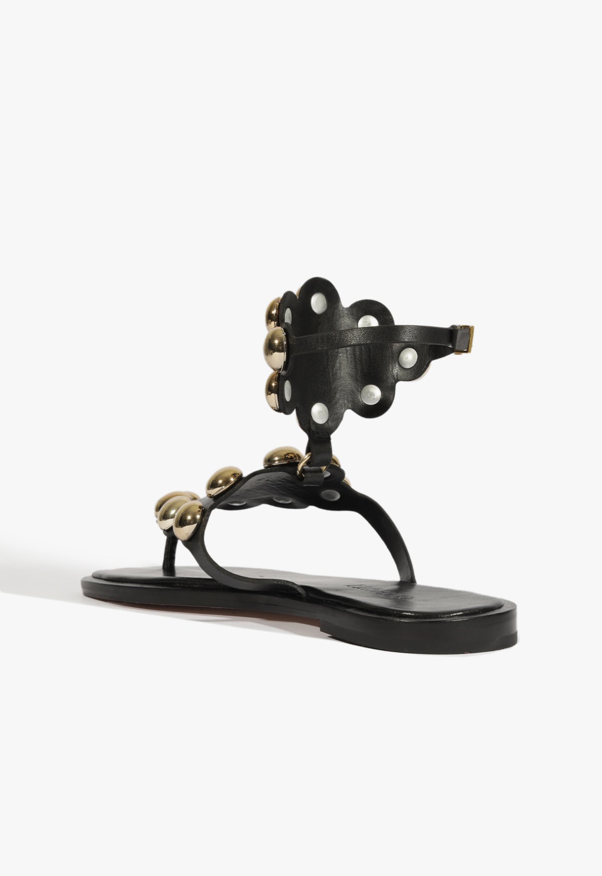 Schutz Mist Black Leather Flat Sandal