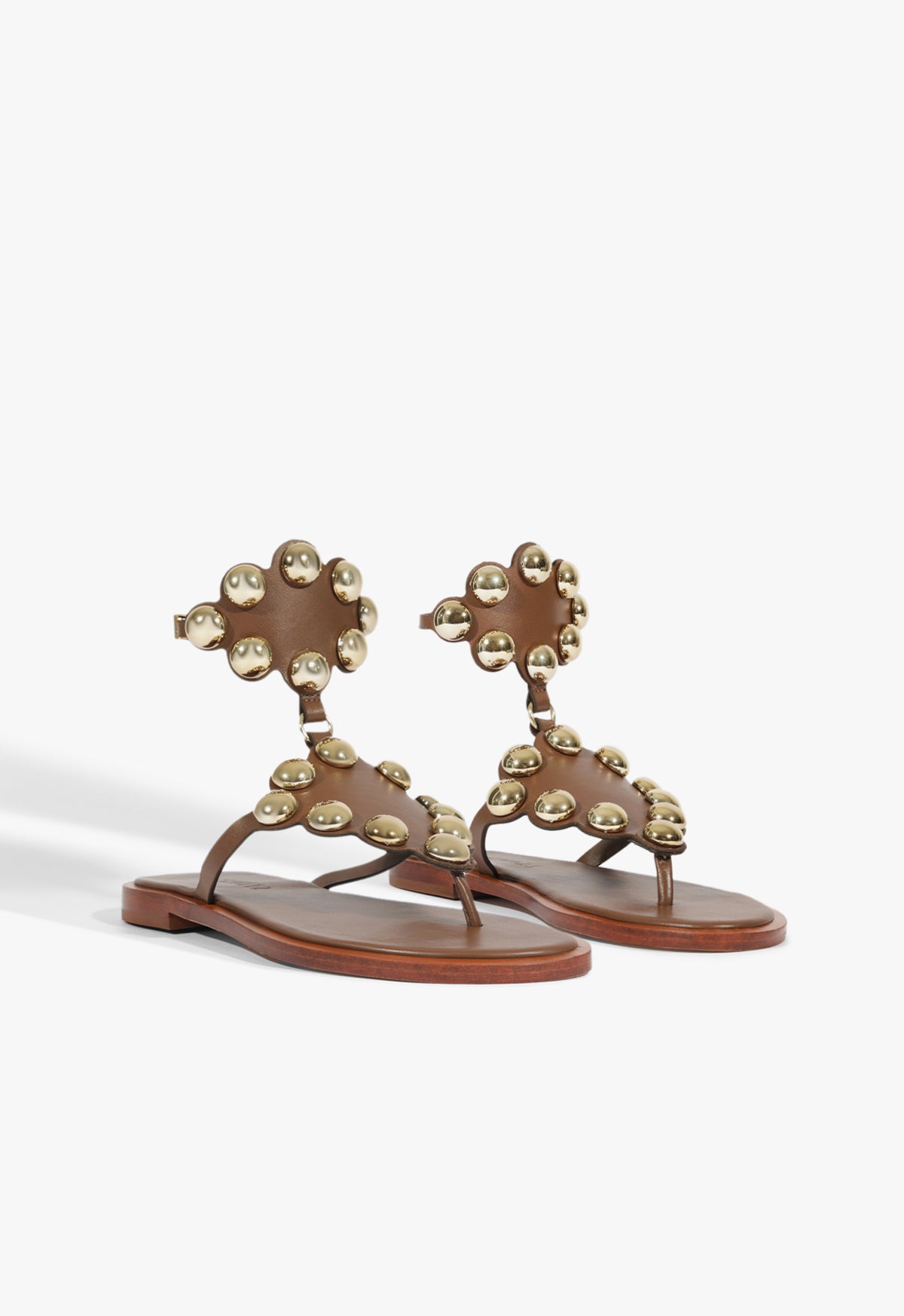 Schutz Mist Brown Leather Flat Sandal
