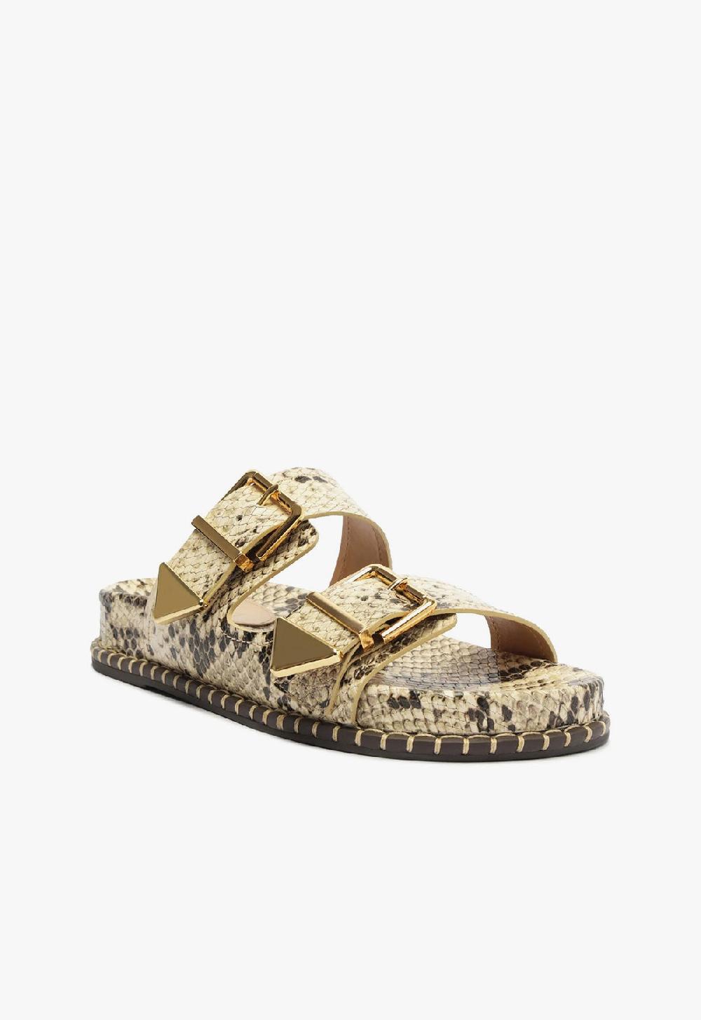Schutz Naomi Sporty Snake-Embossed Leather Sandal
