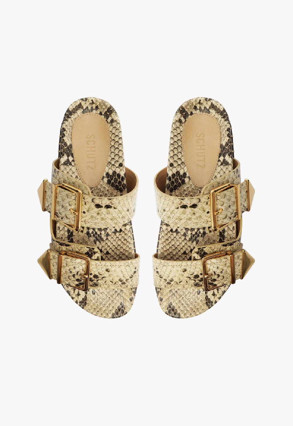 Schutz Naomi Sporty Snake-Embossed Leather Sandal