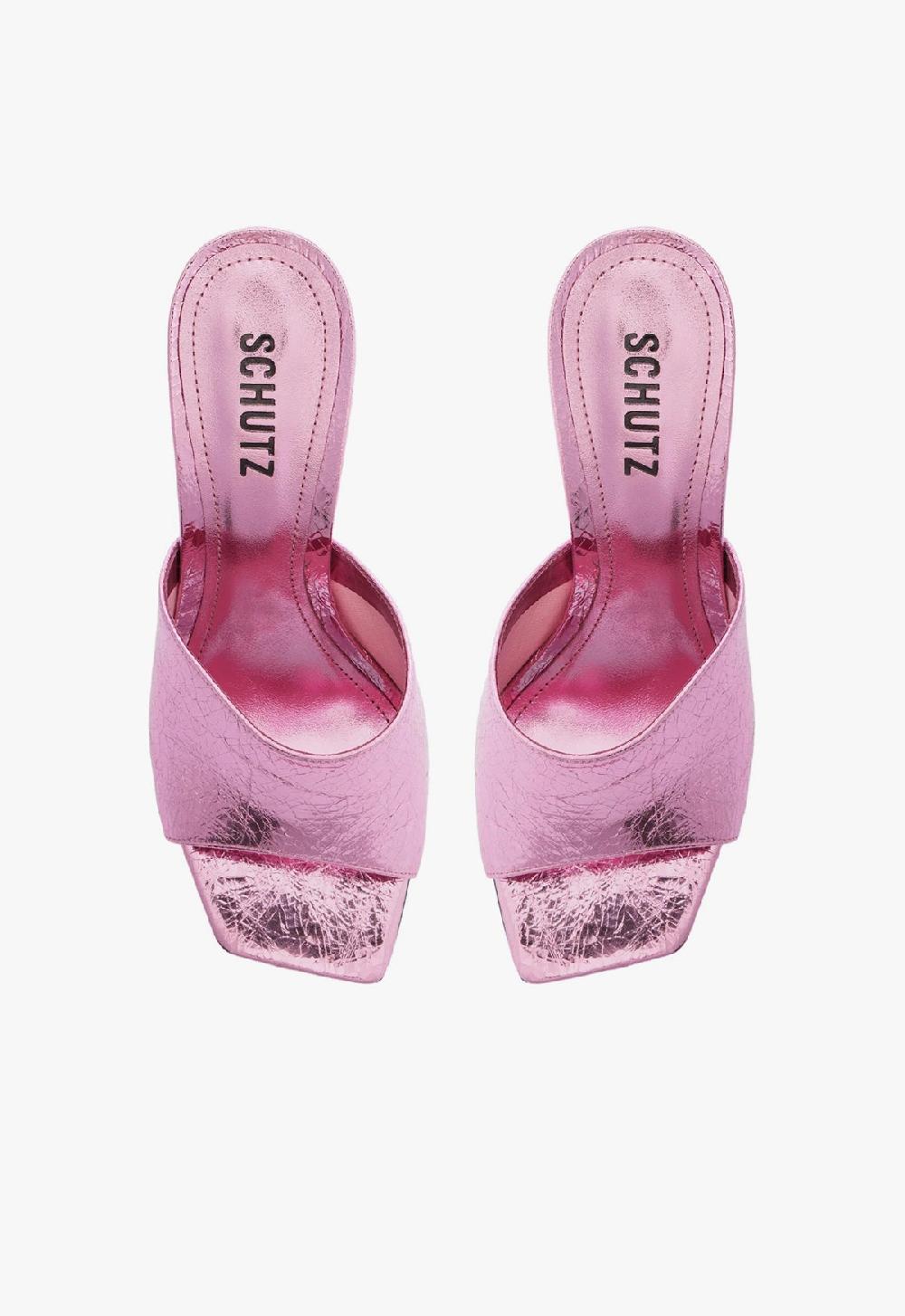 Schutz Nattie Metallic Leather Sandal