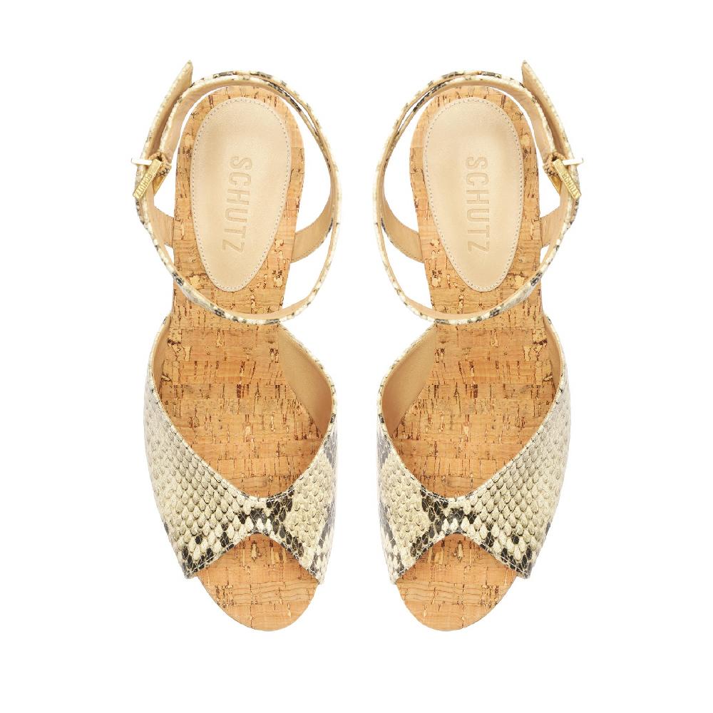 Schutz Neith Snake-Embossed Leather Sandal