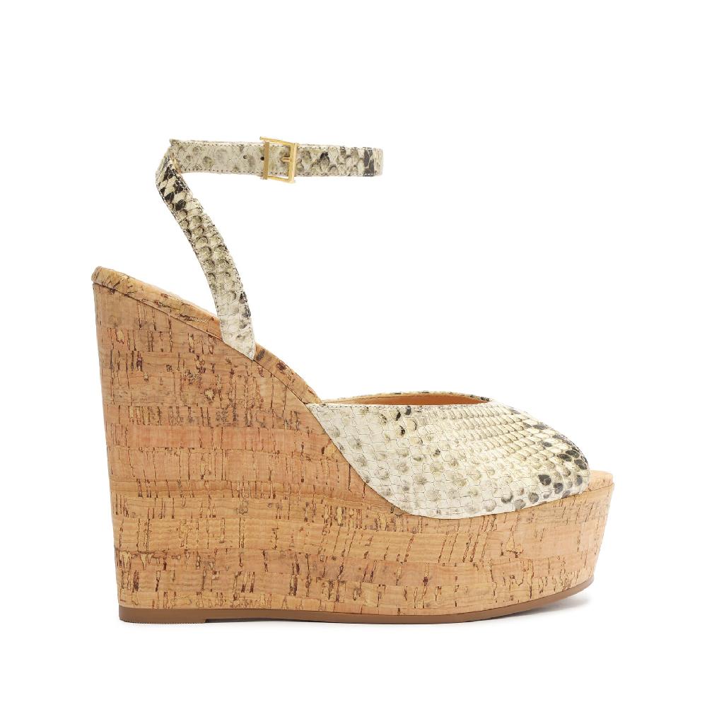 schutz Neith Snake-Embossed Leather Sandal