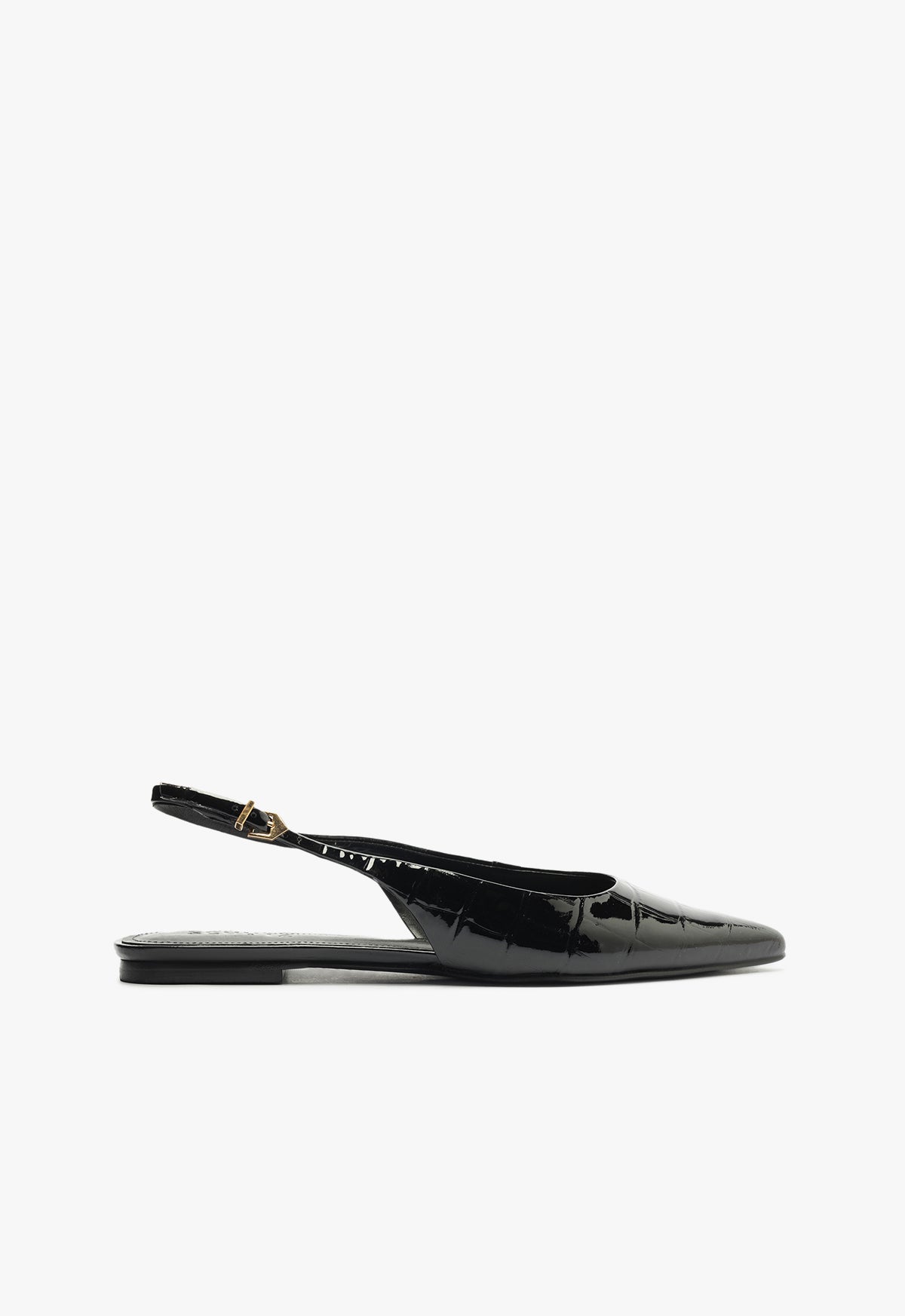 schutz Paola Black Leather Flat