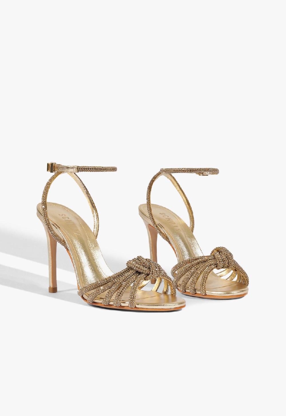 Schutz Pearline Buckle Metallic Sandal