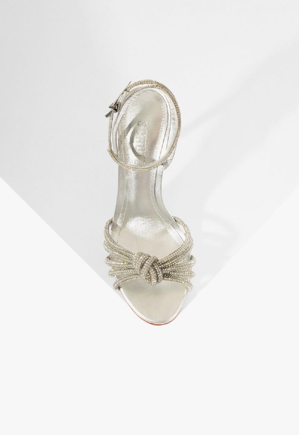 Schutz Pearline Buckle Metallic Sandal