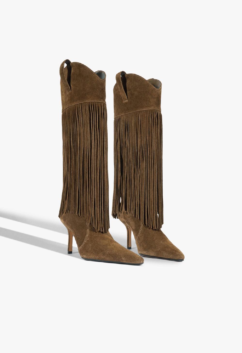 Schutz Raffaela Up Fringes Stiletto Suede Boot