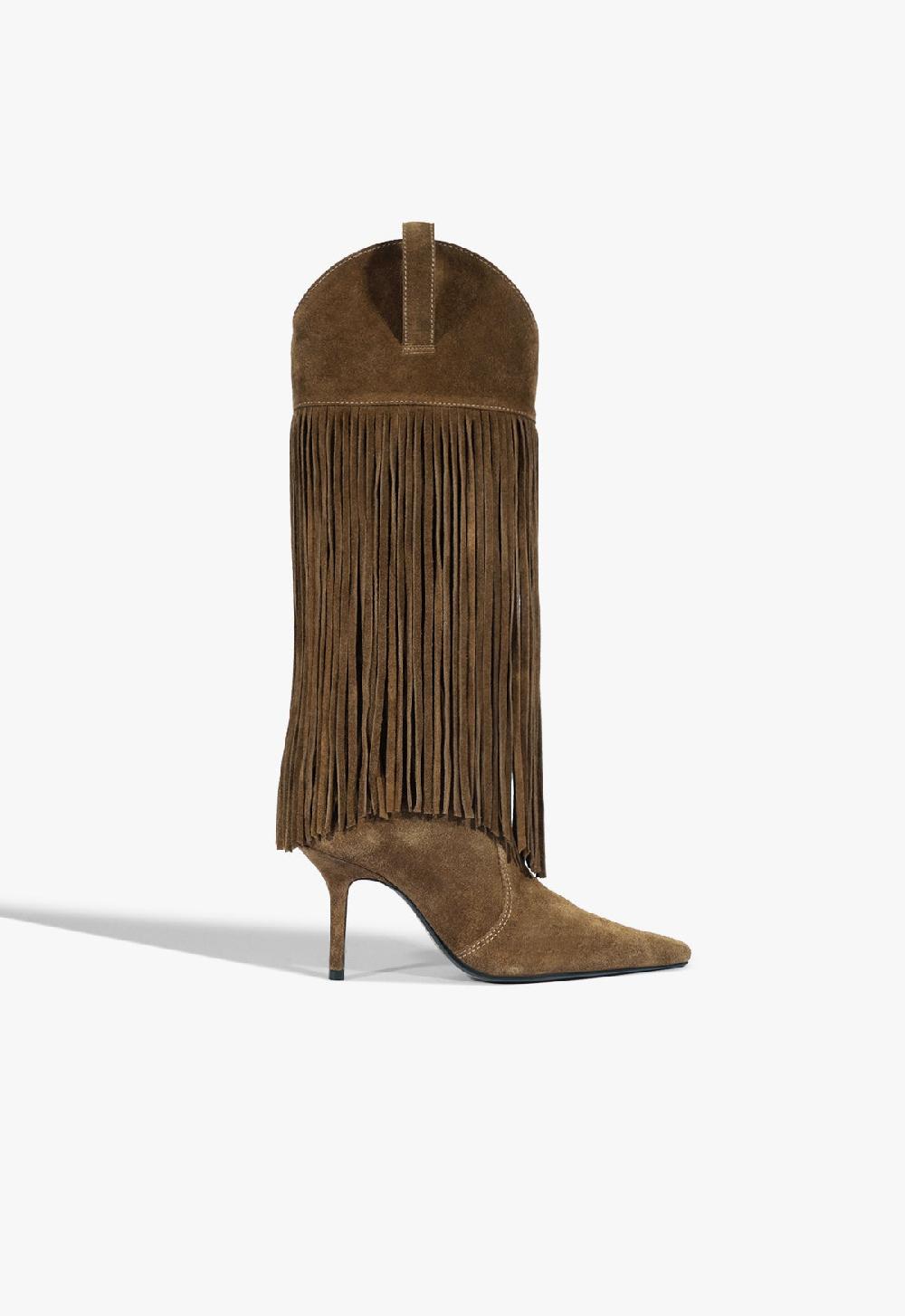 schutz Raffaela Up Fringes Stiletto Suede Boot