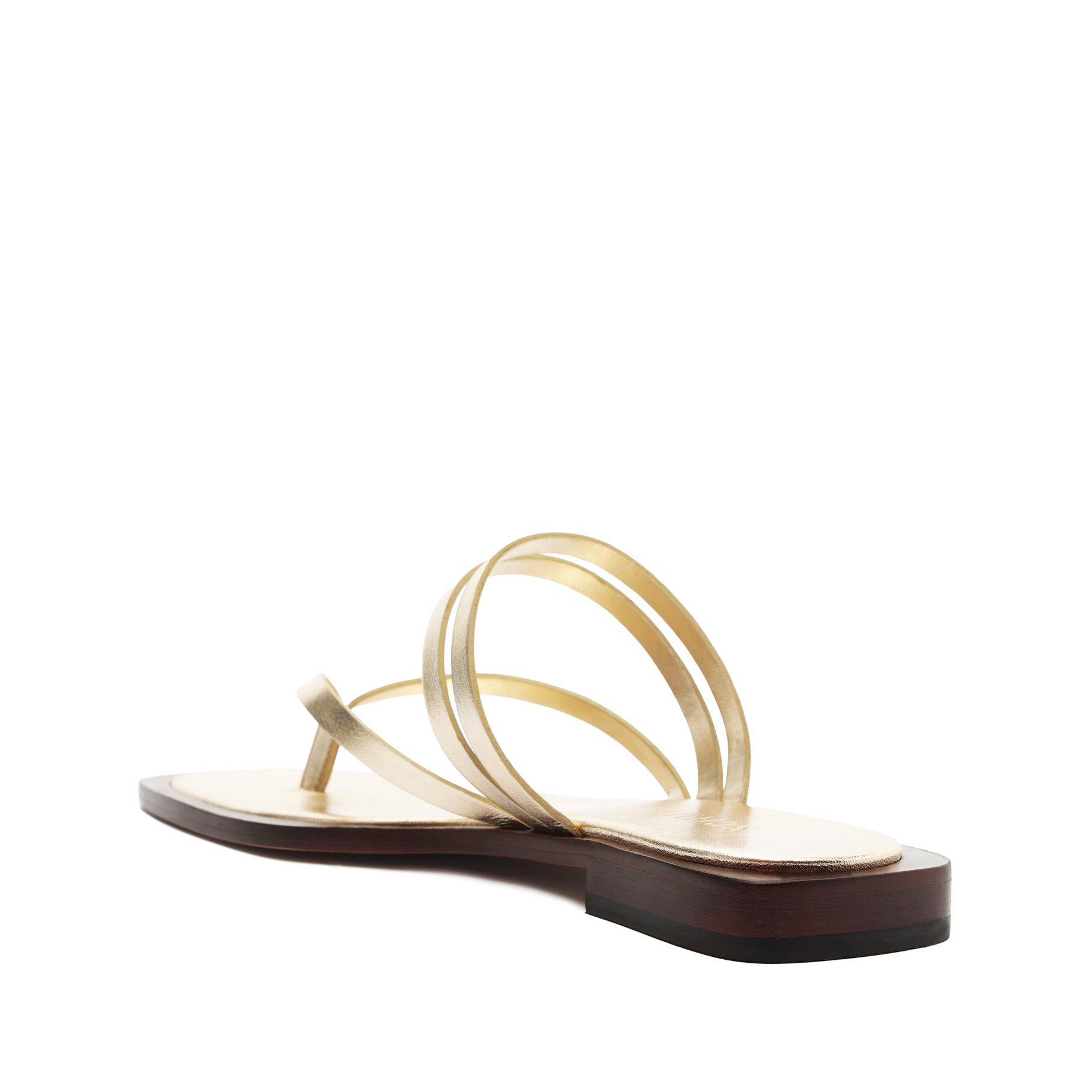 Schutz Rania Metallic Leather Flat Sandal