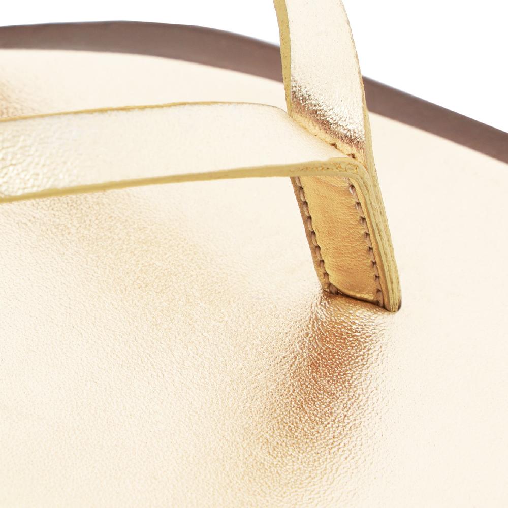 Schutz Rania Metallic Leather Flat Sandal