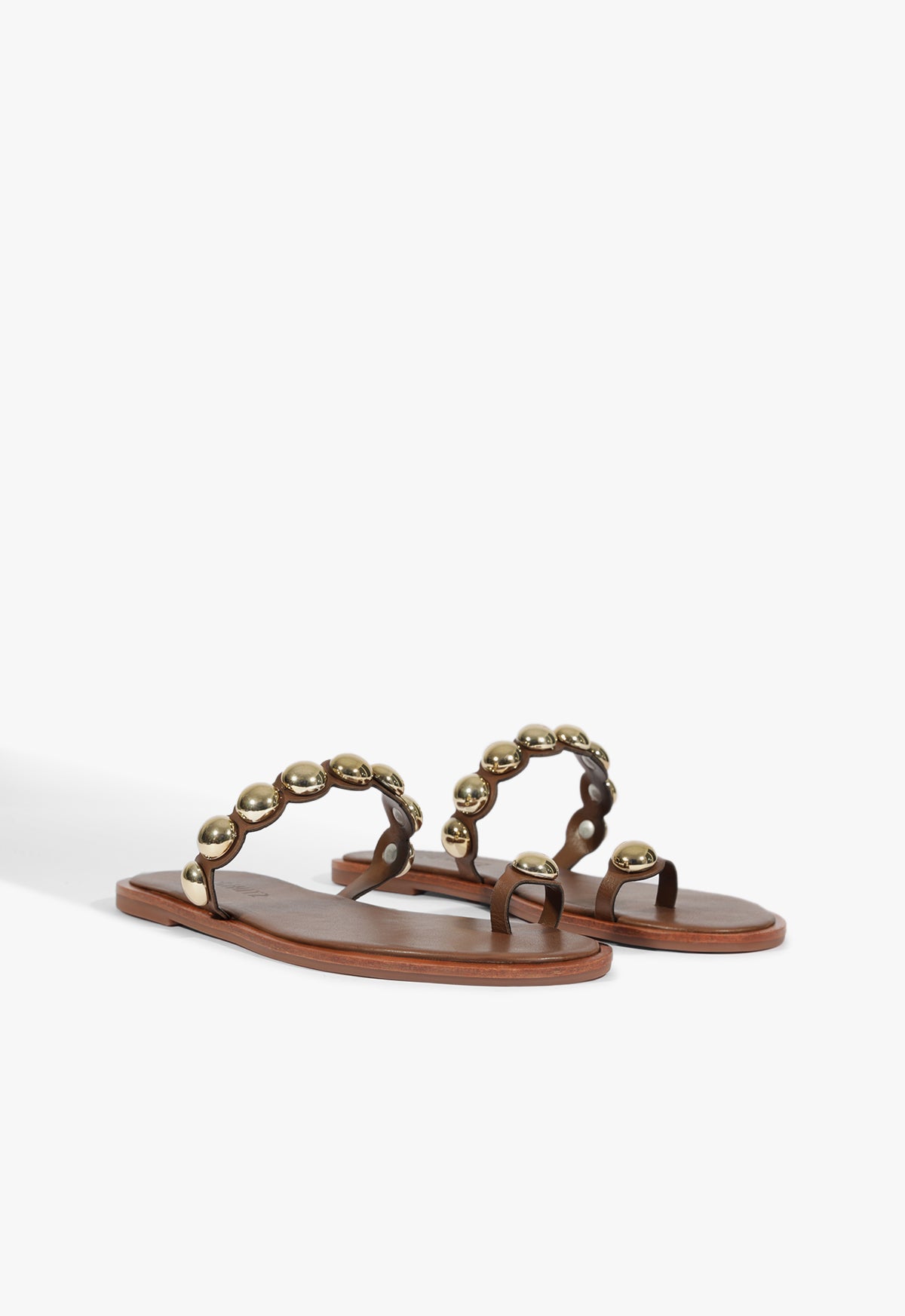 Schutz Romy Brown Leather Flat Sandal