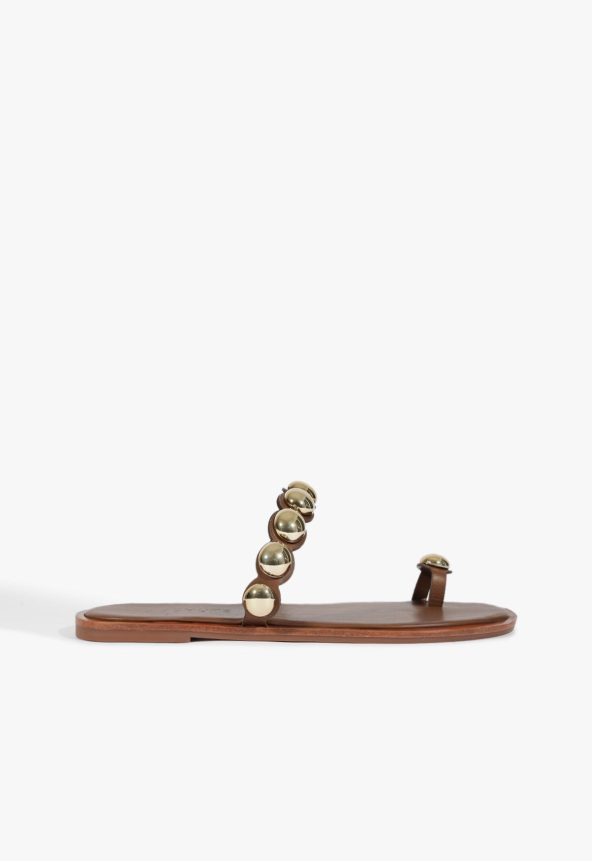 schutz Romy Brown Leather Flat Sandal