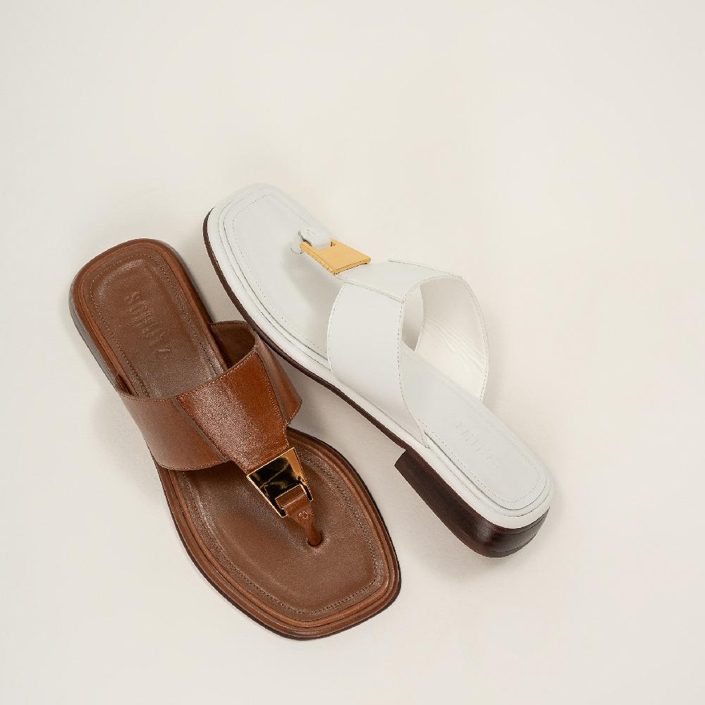 Schutz Salma Leather Flat Sandal
