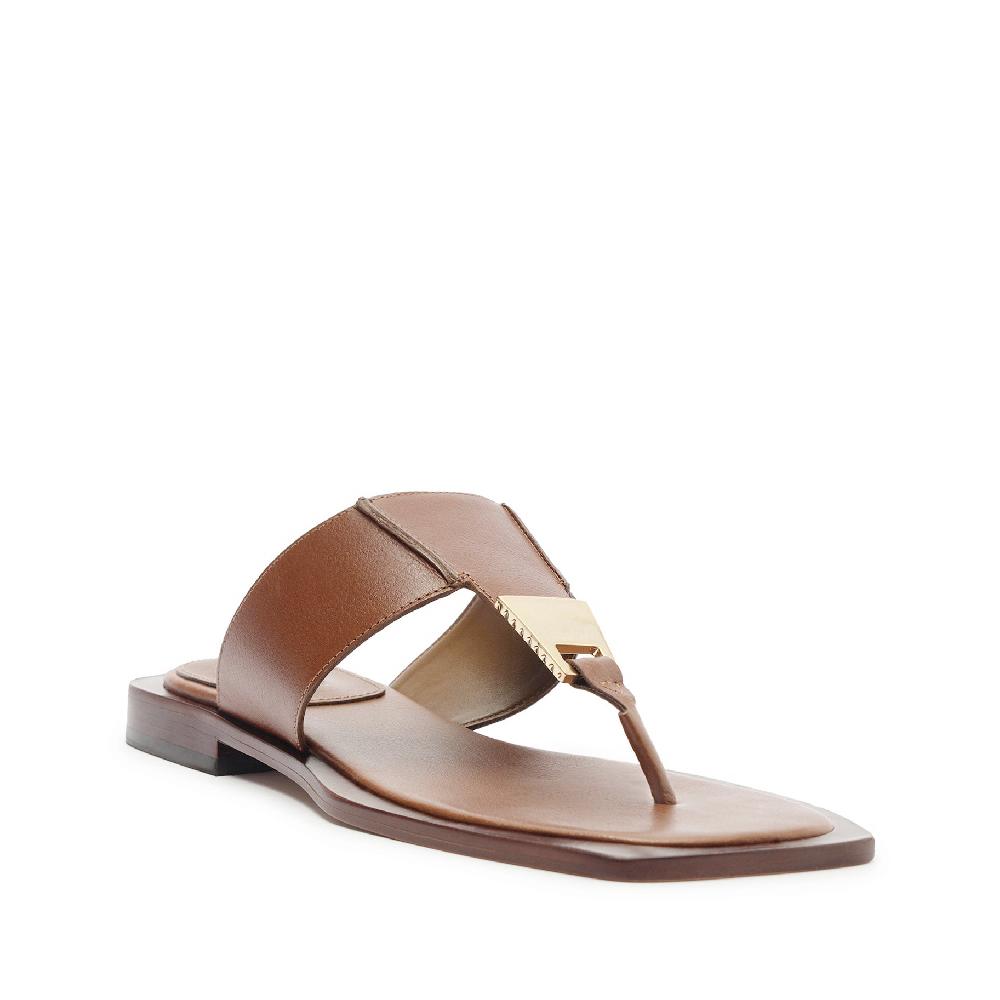 Schutz Salma Metallic Leather Flat Sandal