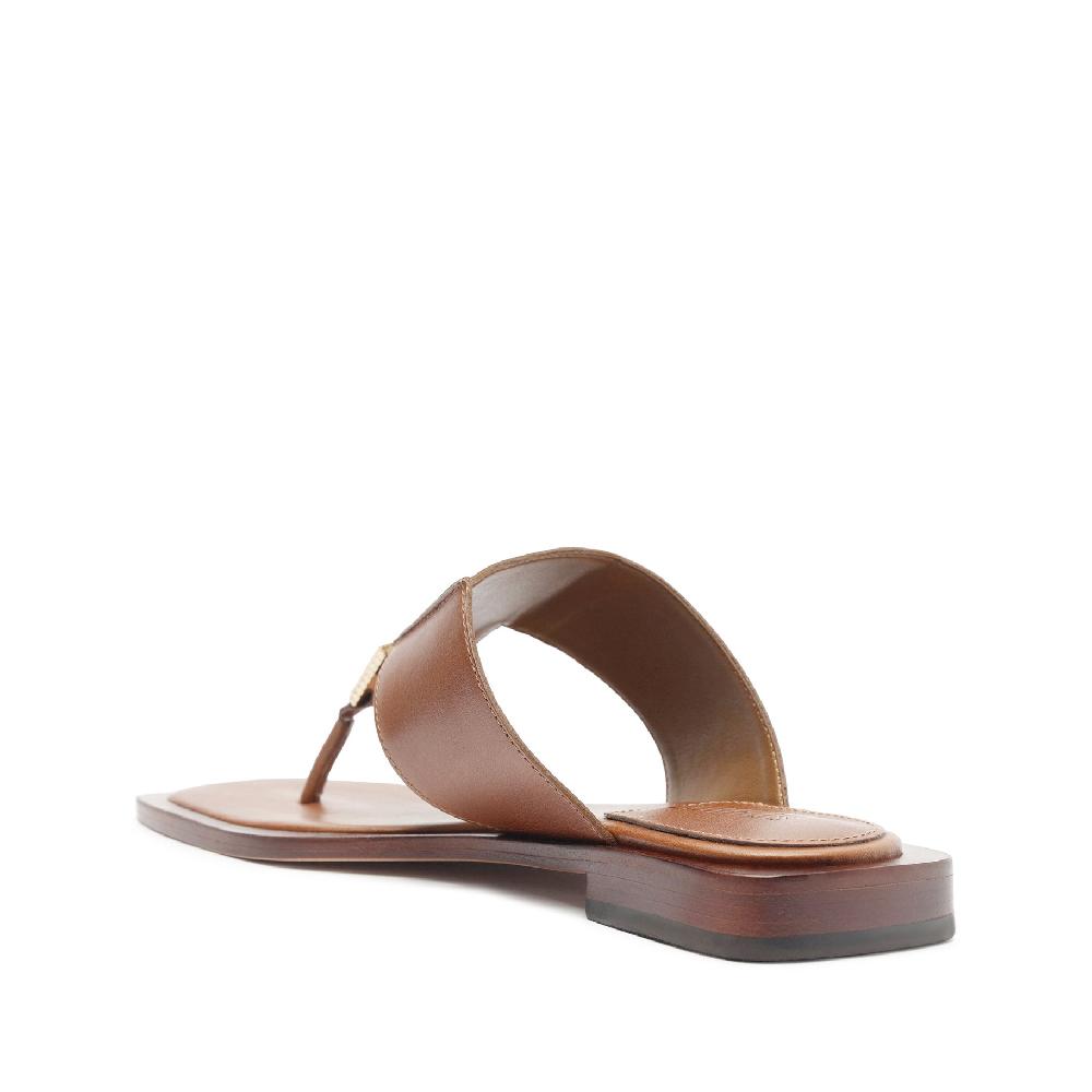 Schutz Salma Metallic Leather Flat Sandal