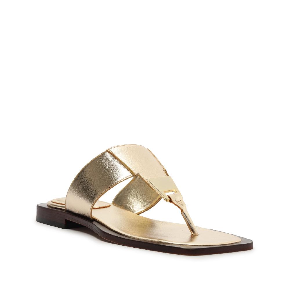 Schutz Salma Metallic Leather Flat Sandal