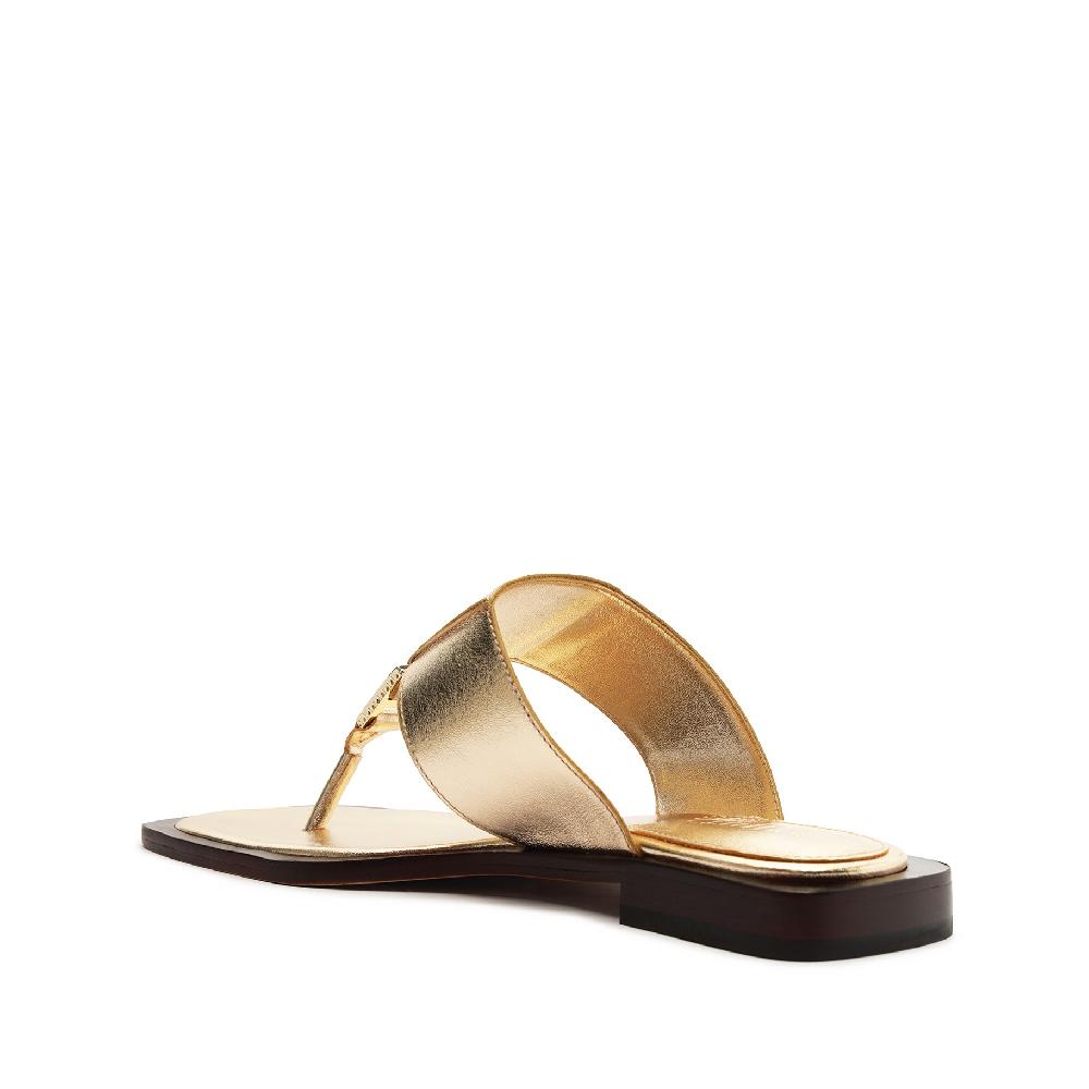 Schutz Salma Metallic Leather Flat Sandal