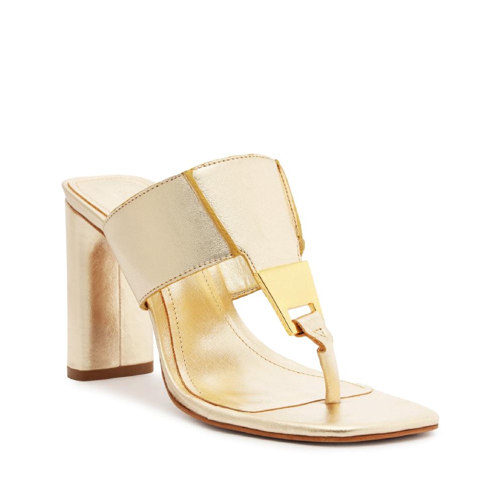 Schutz Salma Metallic Leather Sandal