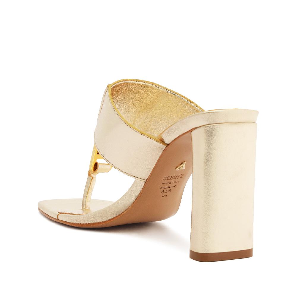 Schutz Salma Metallic Leather Sandal