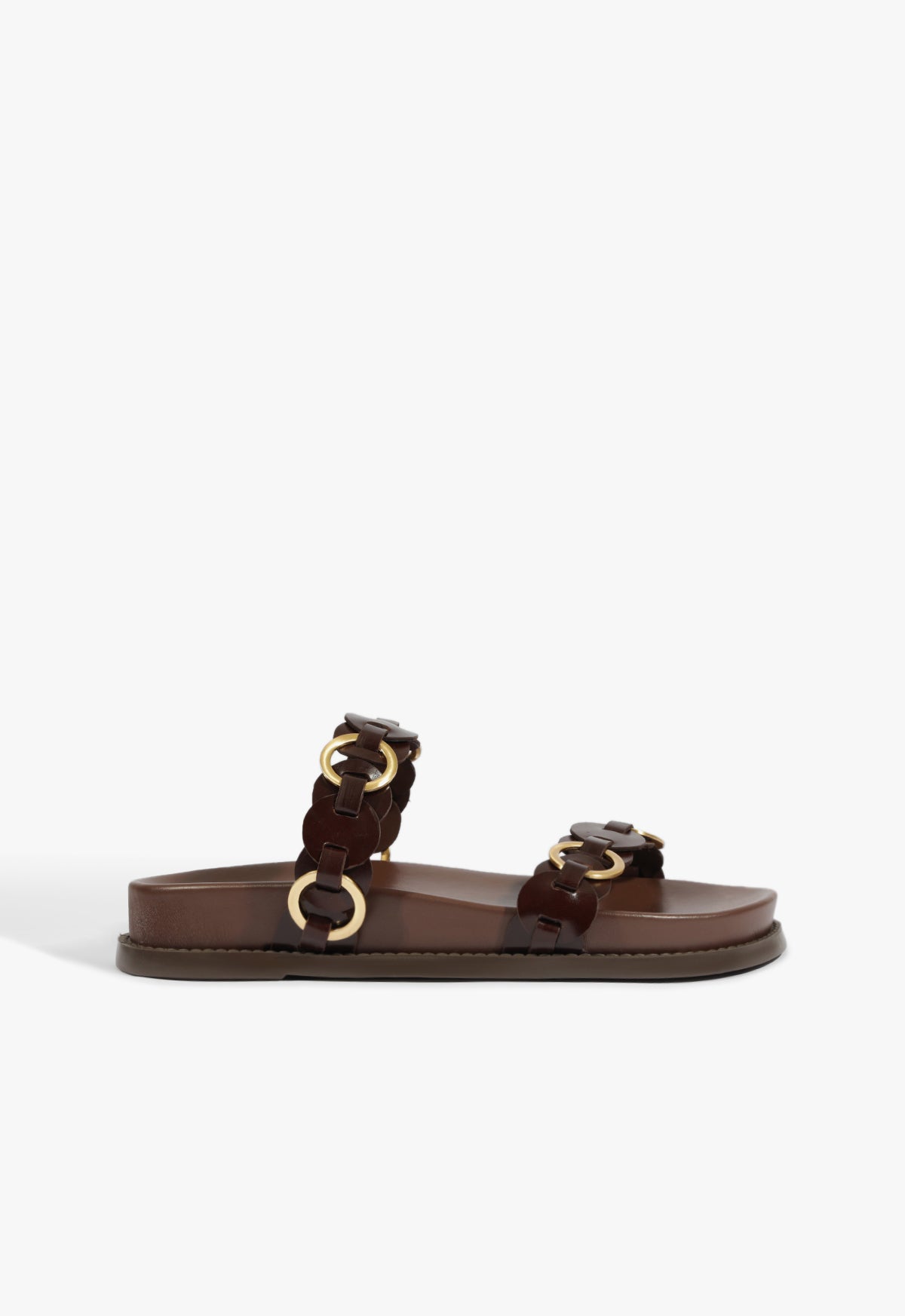 schutz Selina Brown Leather Sporty Sandal