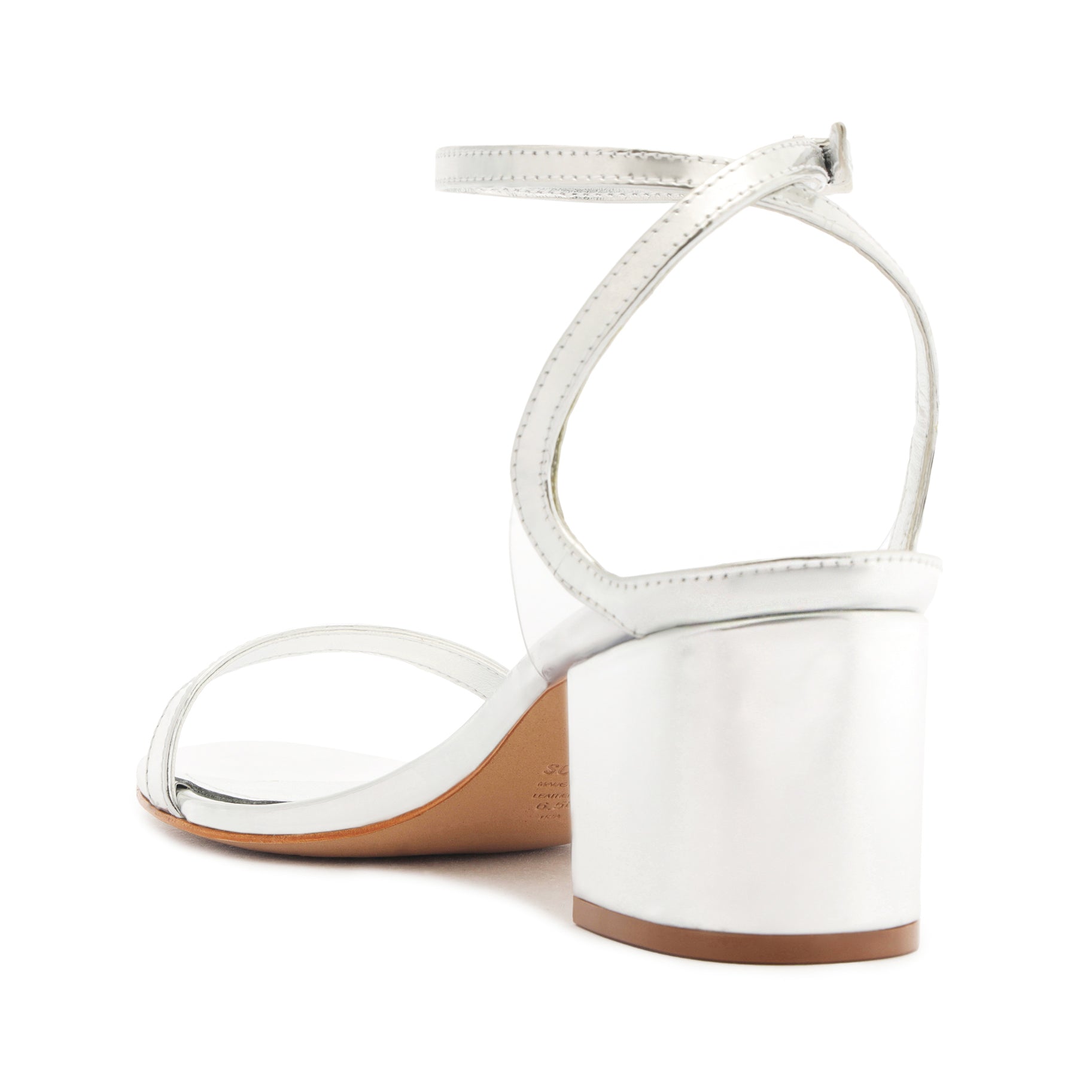 Schutz Skye Mid Block Specchio Leather Sandal