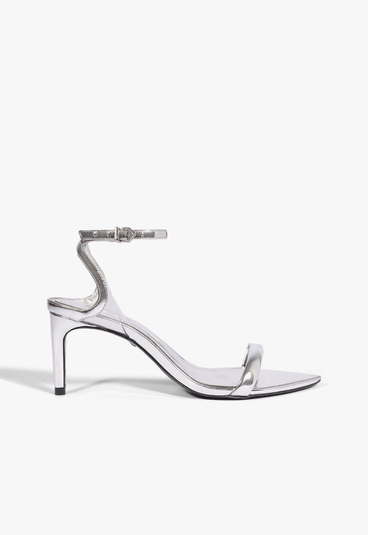schutz Skye Mid Stiletto Specchio Leather Sandal