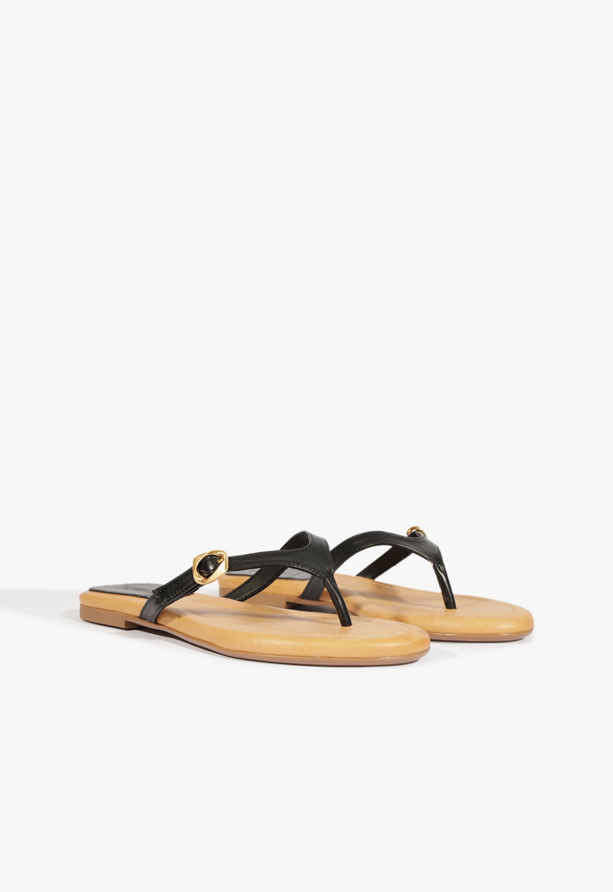 Schutz Sonia Black Leather Flat Sandal