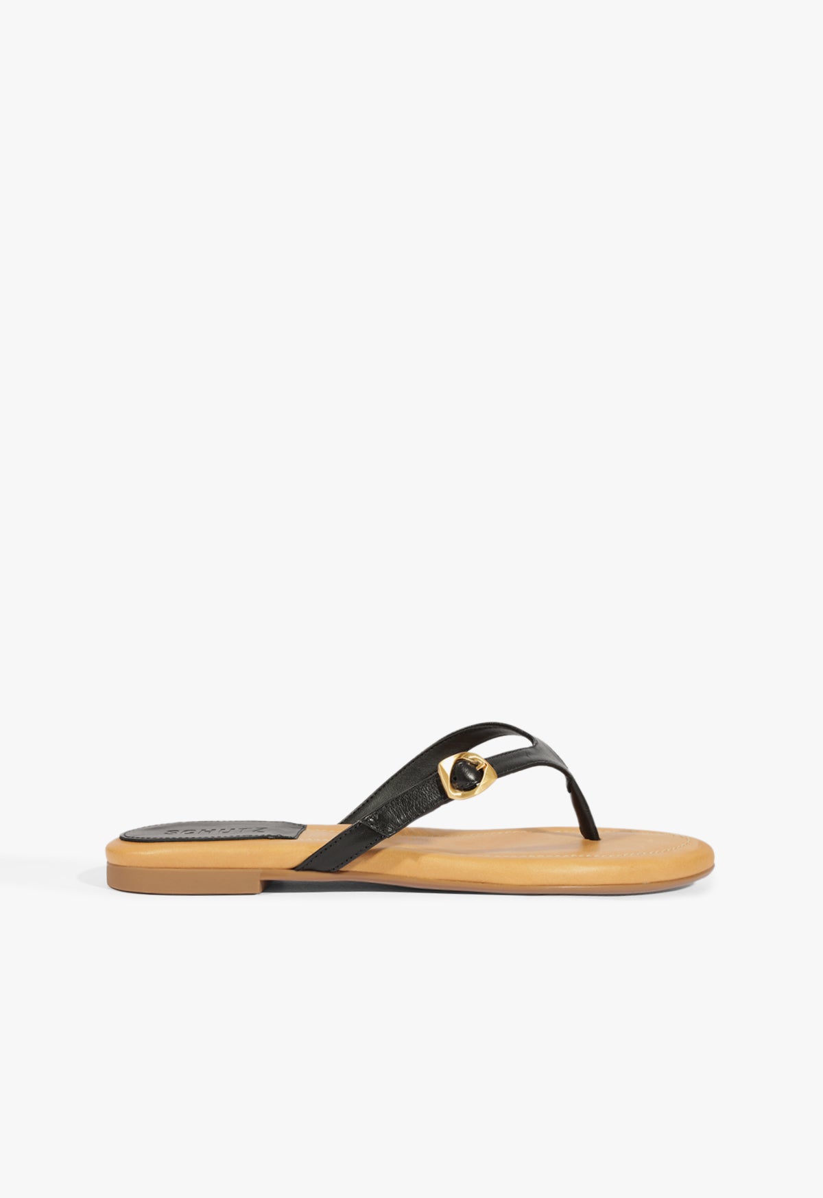 schutz Sonia Black Leather Flat Sandal