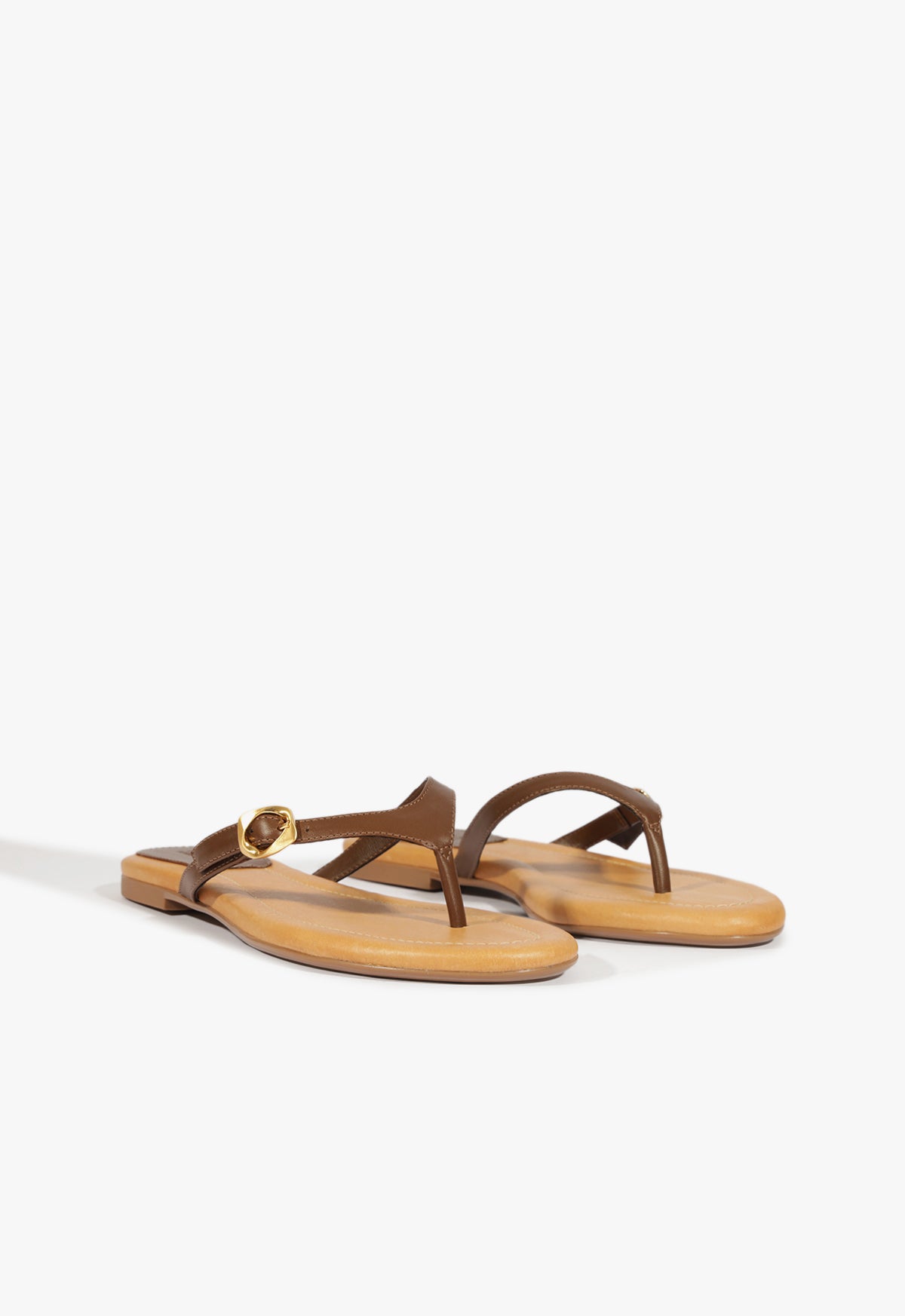 Schutz Sonia Brown Leather Flat Sandal