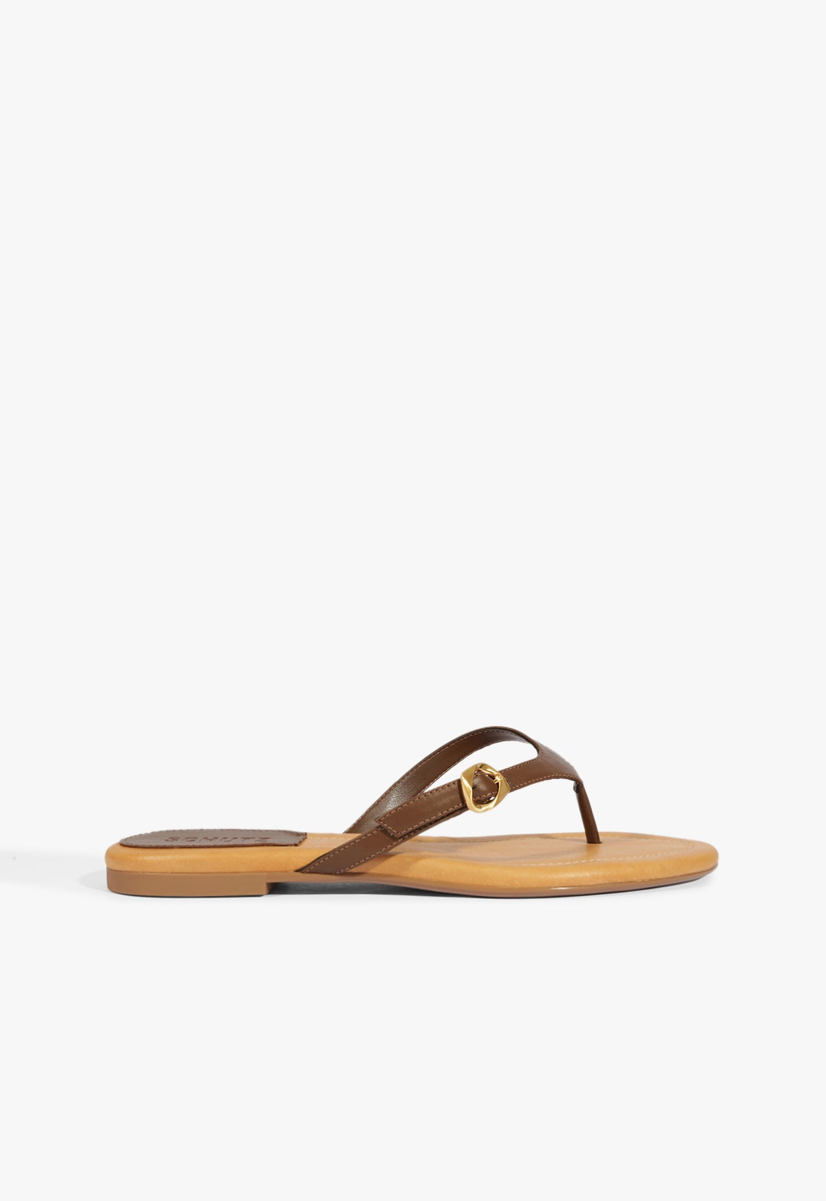 schutz Sonia Brown Leather Flat Sandal