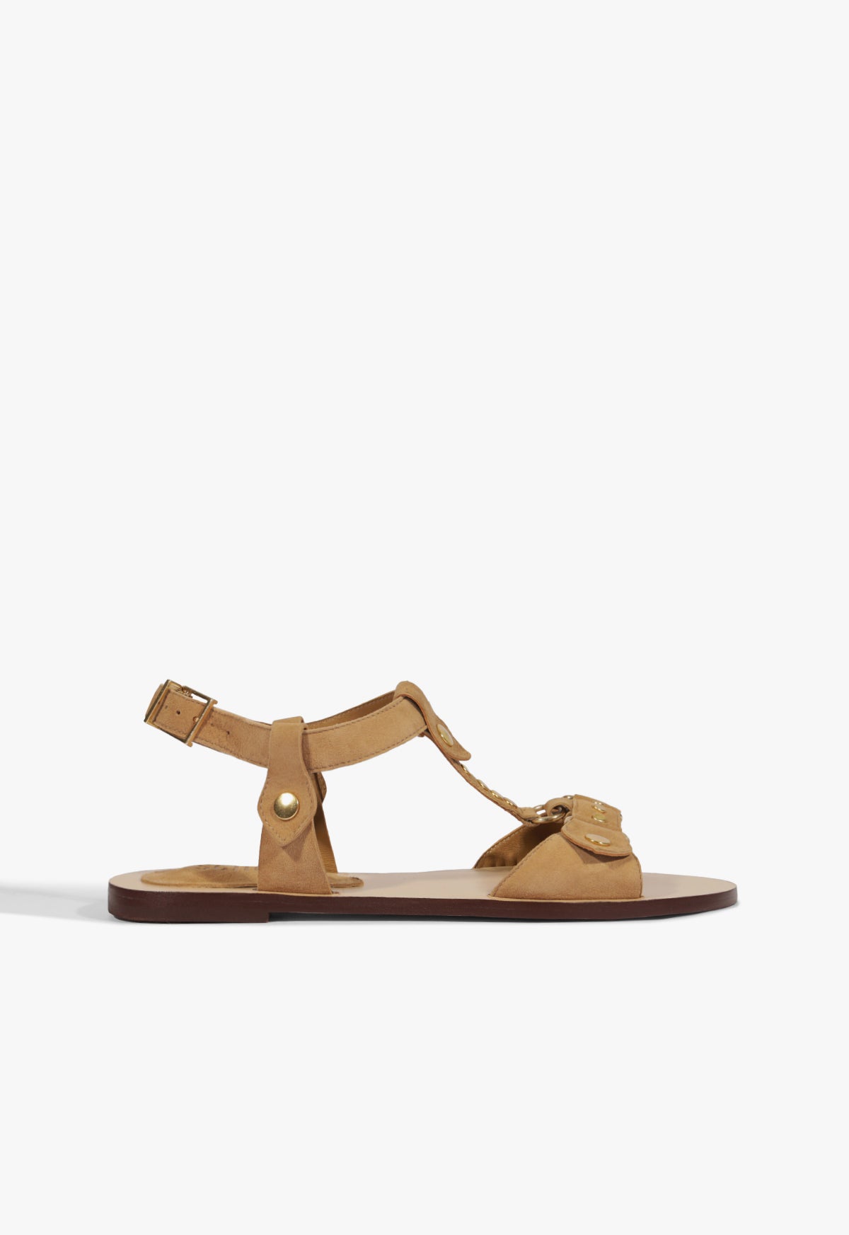 schutz Stevie Brown Suede Flat Sandal