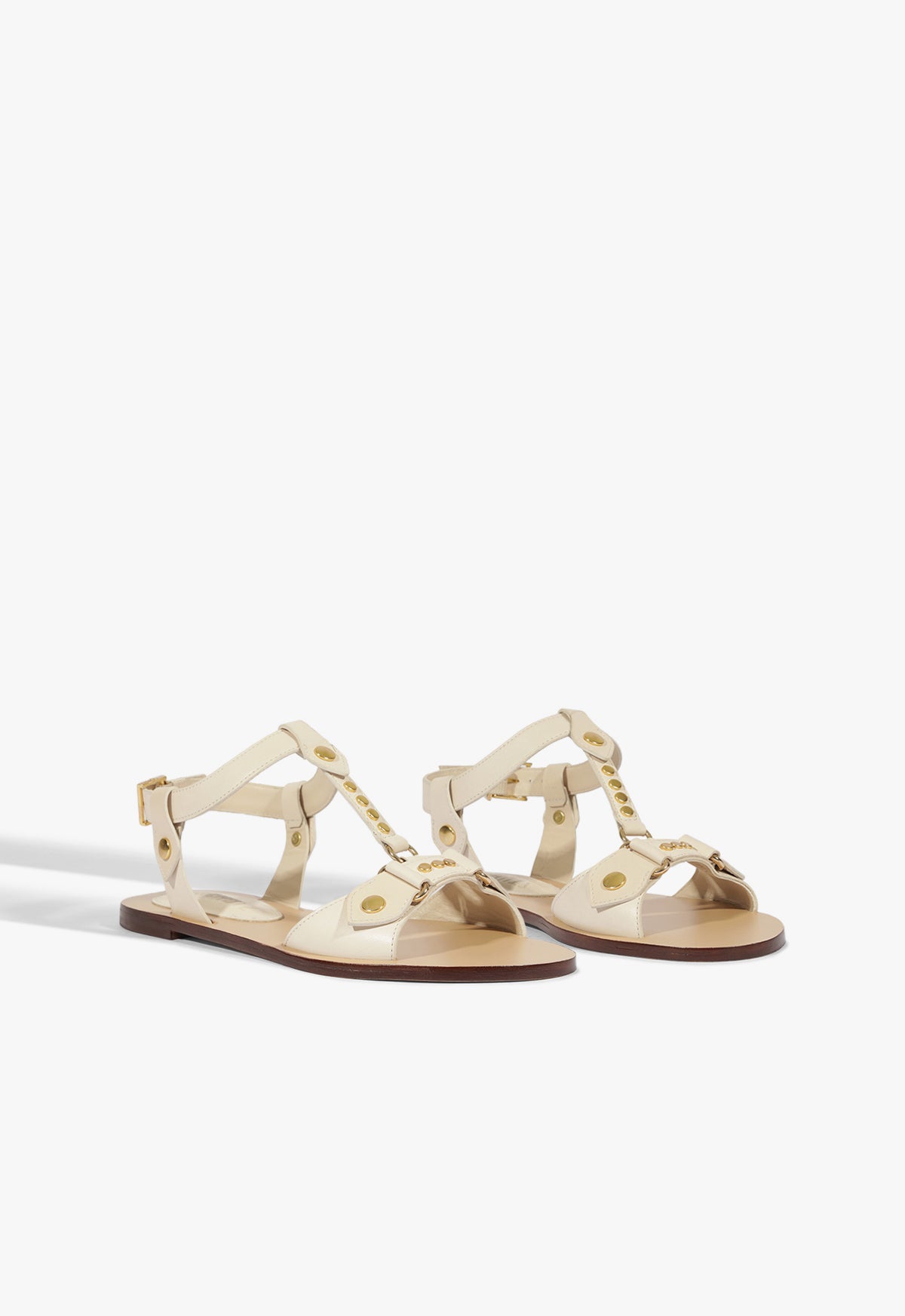 Schutz Stevie White Leather Flat Sandal