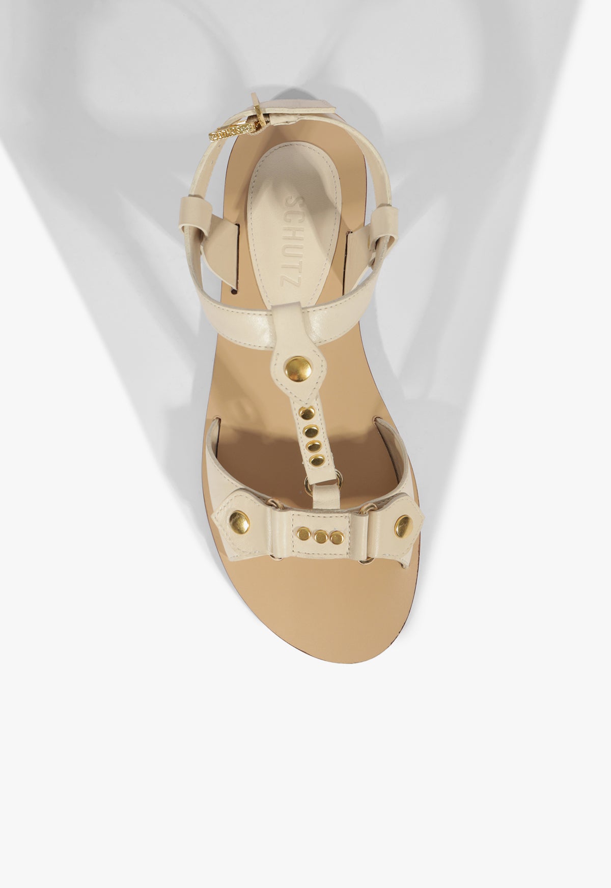 Schutz Stevie White Leather Flat Sandal