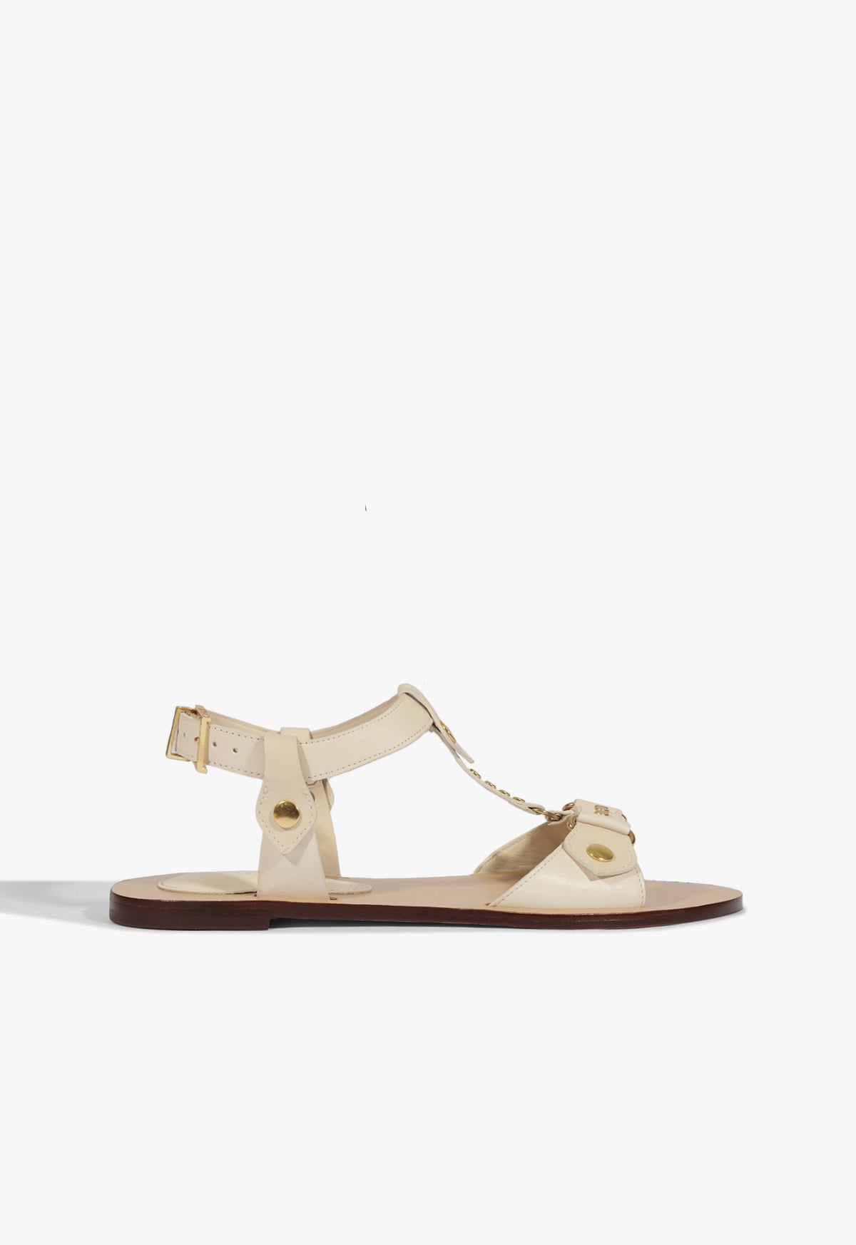 schutz Stevie White Leather Flat Sandal