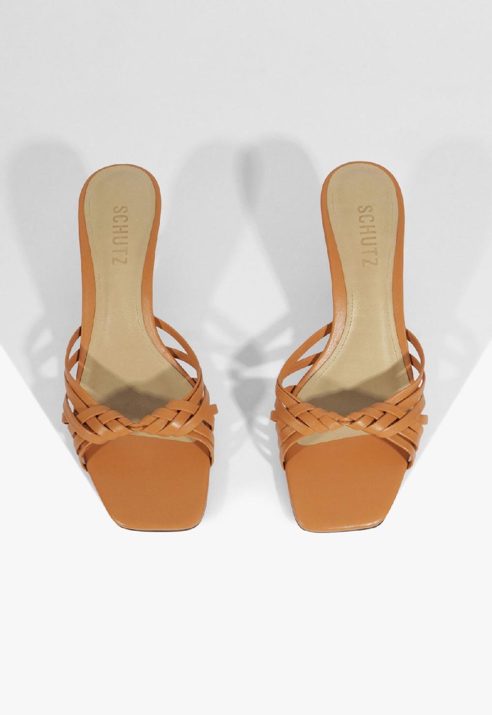 Schutz Tara Mule Mid Leather Sandal