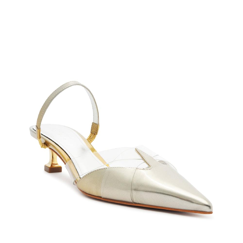 Schutz Tori Kitten Vinyl & Specchio Leather Pump