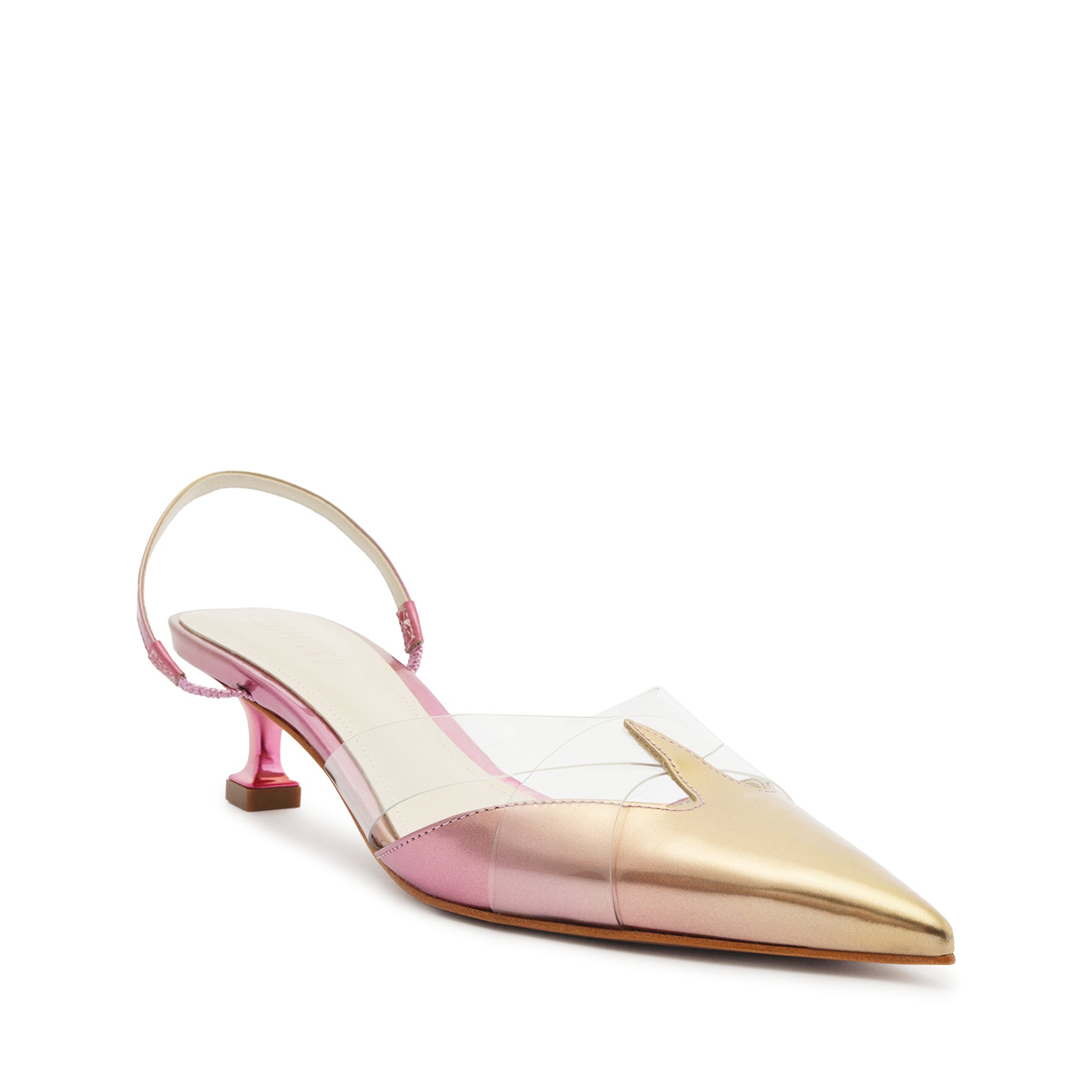 Schutz Tori Kitten Vinyl & Specchio Leather Pump