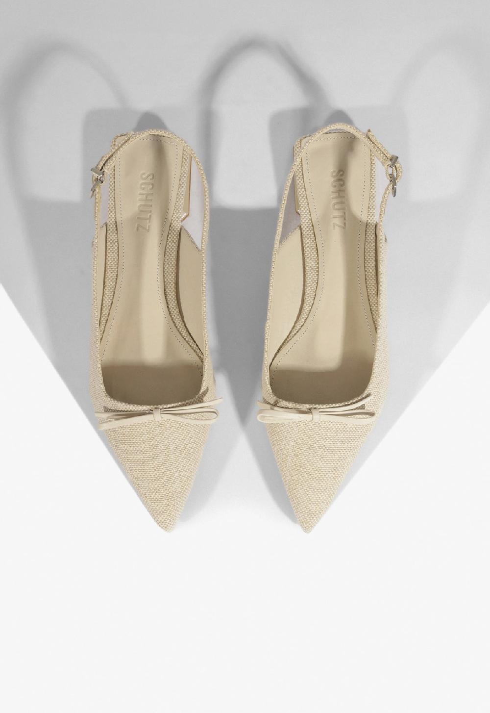 Schutz Violetta White Linen Ballet Flat