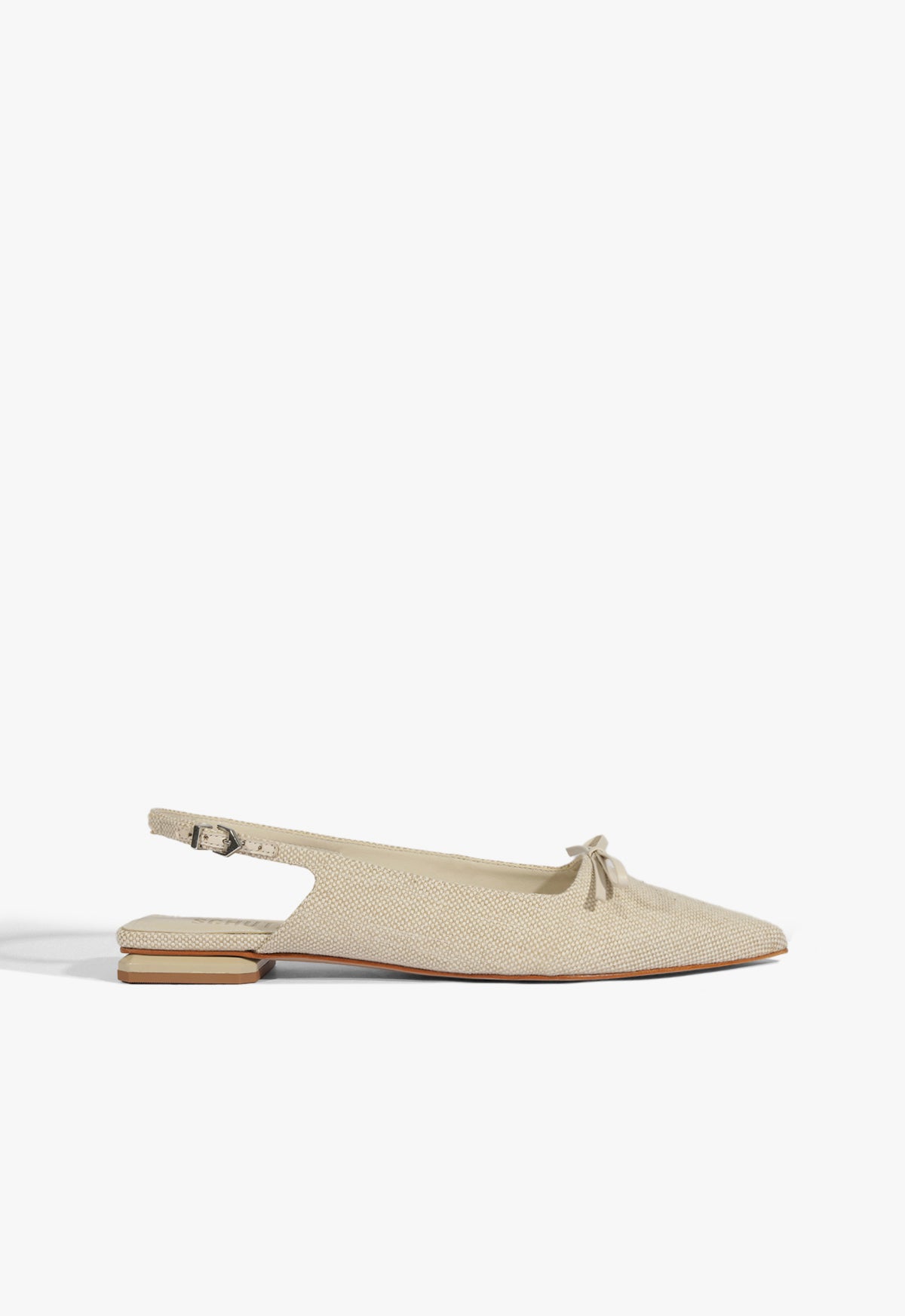 schutz Violetta White Linen Ballet Flat