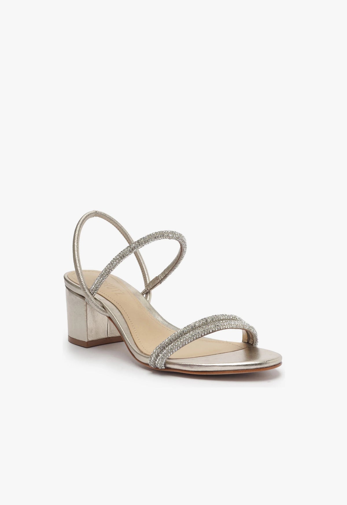 Schutz Whiteley Block Metallic Leather Sandal