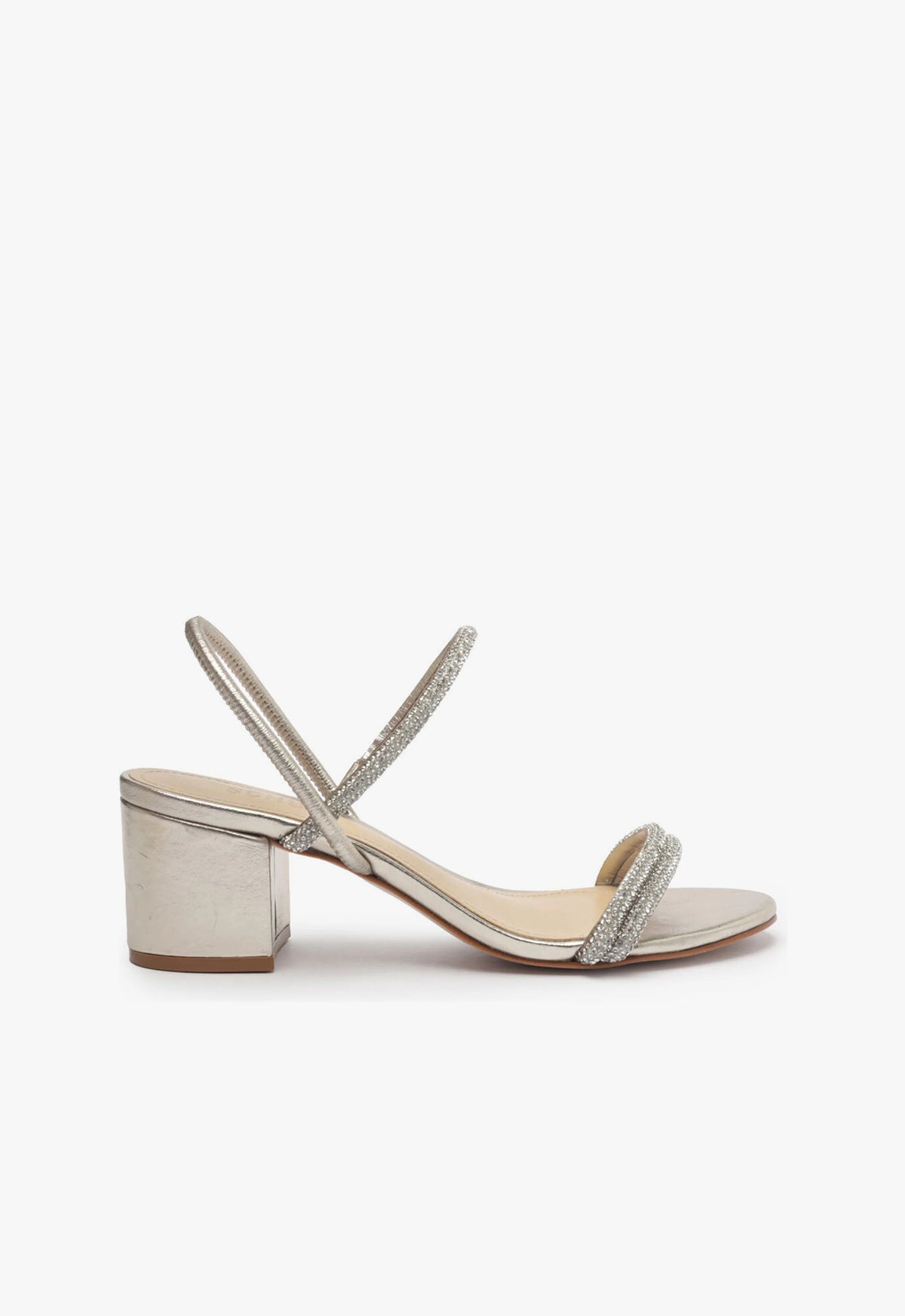 schutz Whiteley Block Metallic Leather Sandal