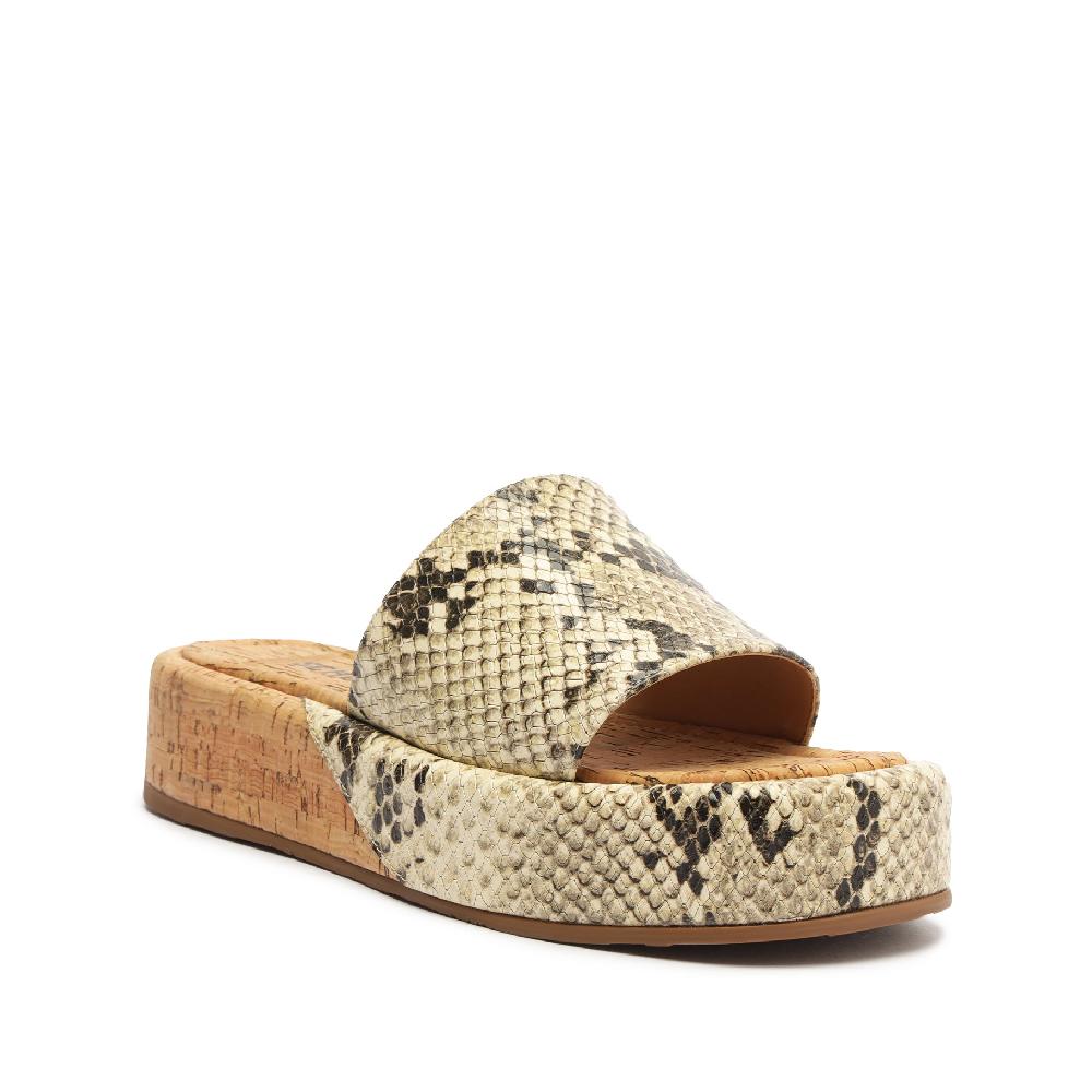 Schutz Yara Snake-Embossed Leather Sandal