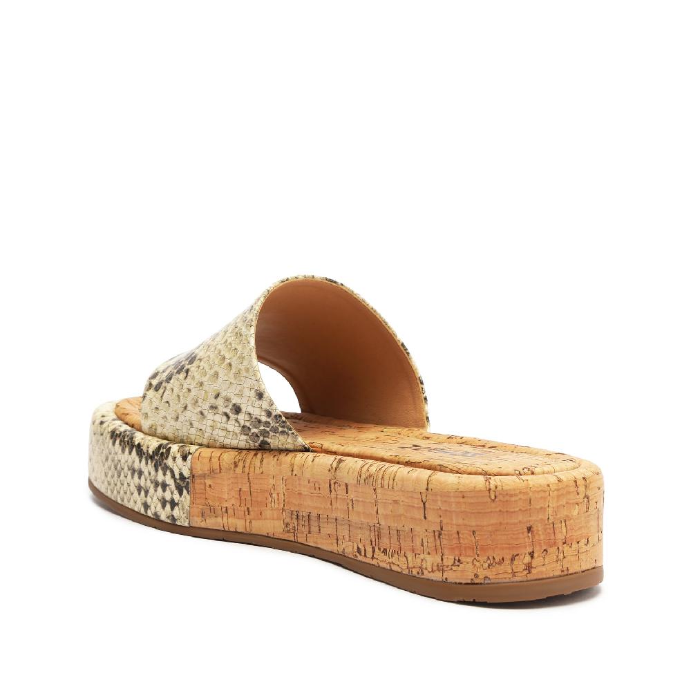 Schutz Yara Snake-Embossed Leather Sandal