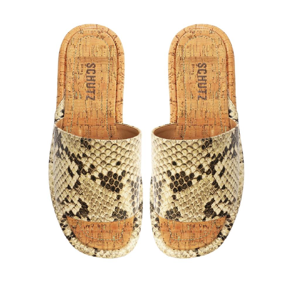 Schutz Yara Snake-Embossed Leather Sandal