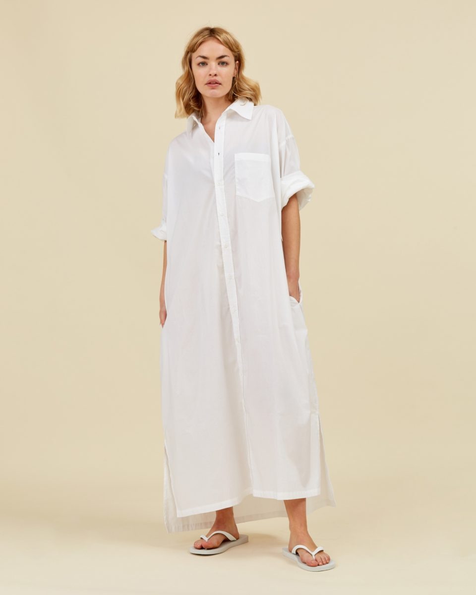 Geenah Shirt Dress Poplin Uni - Sea Me Happy