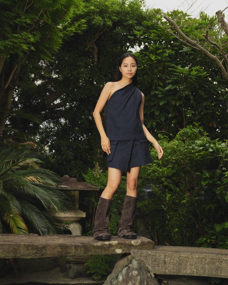 Julie Top Japanese Denim - Sea Me Happy